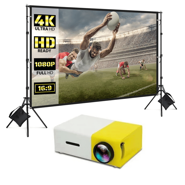 ✨ Jättestor bärbar utomhusbiografskärm – 4K HD-projektion med justerbart stativ för utomhusfester