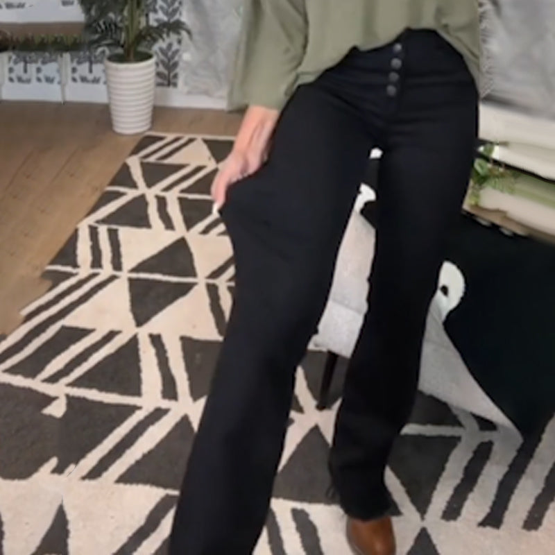 🎁Rabattkampanj: 50 % rabatt👖Jeans med medelhög midja, knäppning och utsvängda be