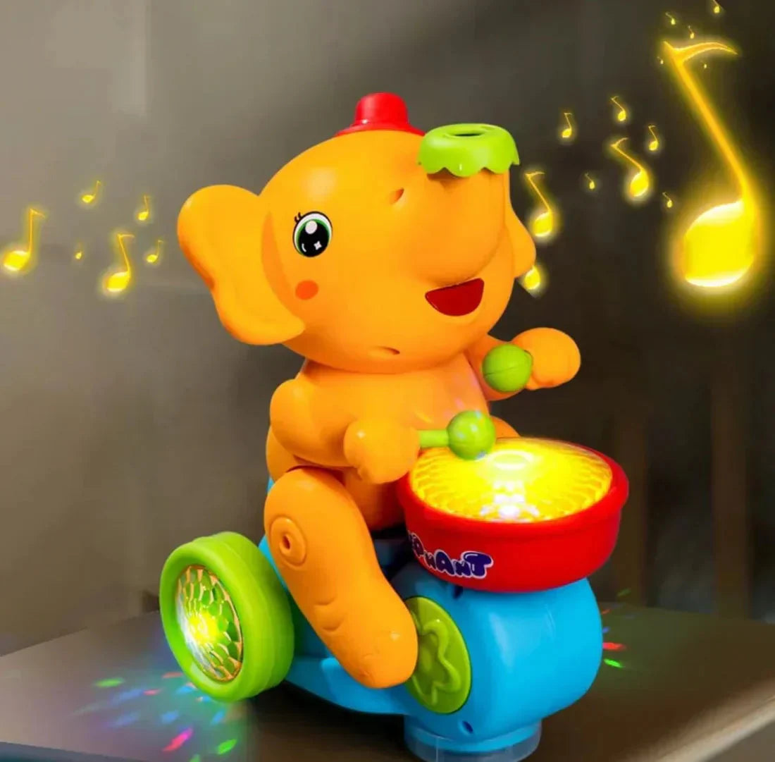 ✨Musikalisk vandrande elefant trumslagare leksak