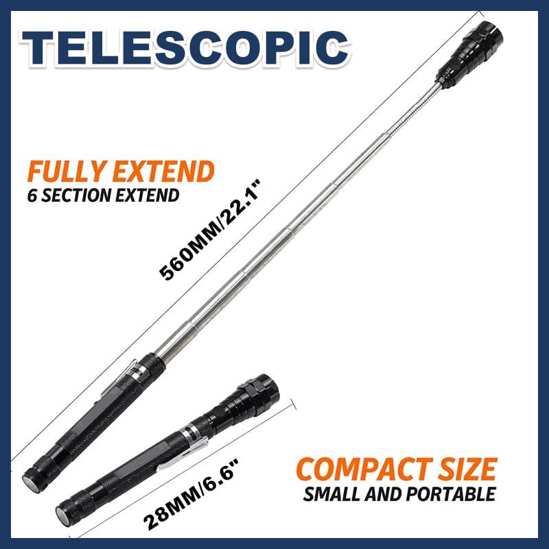 🧲 Multifunktionell Magnetisk Teleskop Ficklampa – Utdragbar & 360° Roterbar