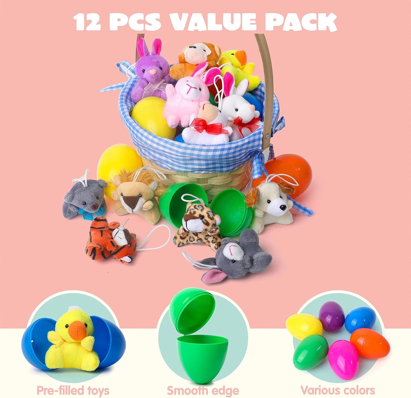 🔥HOT SALE 50% OFF-12/24/36 Pcs Förfyllda påskägg, fyllda med plyschdjurleksaker