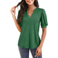 💥Sista dagen Specialförsäljning 50% OFF👚Kvinnor V-Neck Casual Puff Kortärmad Topp Elegant T-Shirt