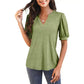 💥Sista dagen Specialförsäljning 50% OFF👚Kvinnor V-Neck Casual Puff Kortärmad Topp Elegant T-Shirt