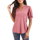 💥Sista dagen Specialförsäljning 50% OFF👚Kvinnor V-Neck Casual Puff Kortärmad Topp Elegant T-Shirt