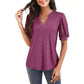 💥Sista dagen Specialförsäljning 50% OFF👚Kvinnor V-Neck Casual Puff Kortärmad Topp Elegant T-Shirt
