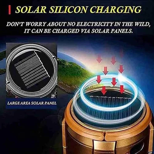 6-i-1 Solar LED Campinglampa – Solenergi, Powerbank & Fläkt🔦