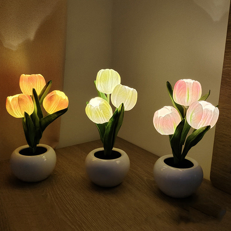 LED tulpan nattlampa blomsterbordslampa🌷