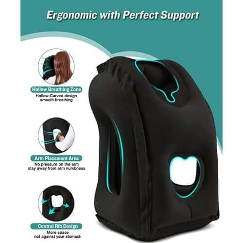 🔥50 % RABATT🌬️✈️😴 Bärbar, uppblåsbar, ergonomisk resekudde: Sov bekvämt när som helst, var som helst 🧳💤