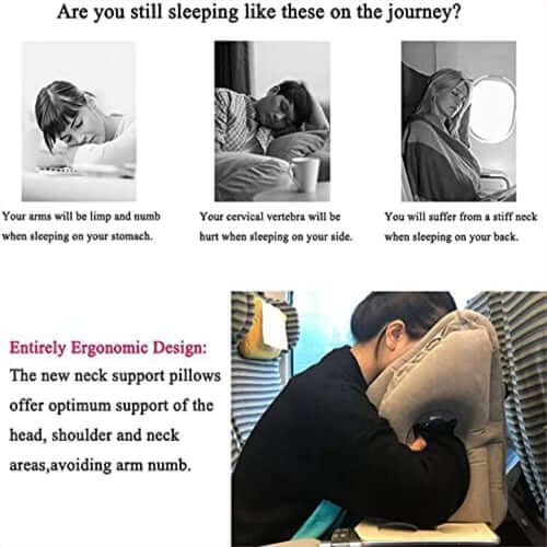 🔥50 % RABATT🌬️✈️😴 Bärbar, uppblåsbar, ergonomisk resekudde: Sov bekvämt när som helst, var som helst 🧳💤