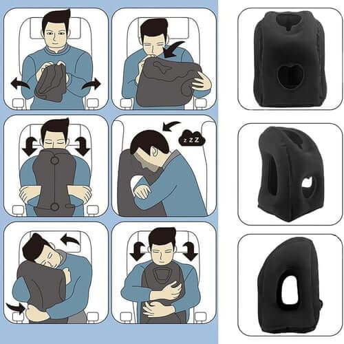 🔥50 % RABATT🌬️✈️😴 Bärbar, uppblåsbar, ergonomisk resekudde: Sov bekvämt när som helst, var som helst 🧳💤