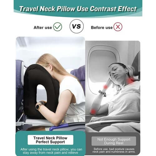 🔥50 % RABATT🌬️✈️😴 Bärbar, uppblåsbar, ergonomisk resekudde: Sov bekvämt när som helst, var som helst 🧳💤