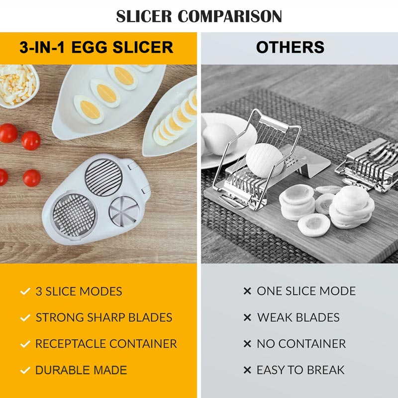 Ny 3-i-1 Multifunktionell grönsaksskärare Fancy Split Egg Slicer Egg Slicing and Dividing