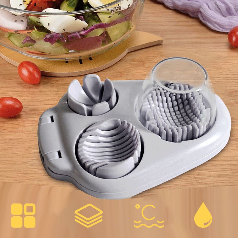 Ny 3-i-1 Multifunktionell grönsaksskärare Fancy Split Egg Slicer Egg Slicing and Dividing