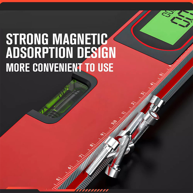 📏 Multifunktionellt magnetiskt vattenpass med LCD-display – Hög precision för byggnation och DIY ⚡