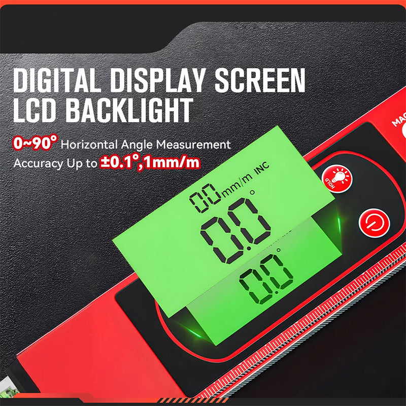 📏 Multifunktionellt magnetiskt vattenpass med LCD-display – Hög precision för byggnation och DIY ⚡