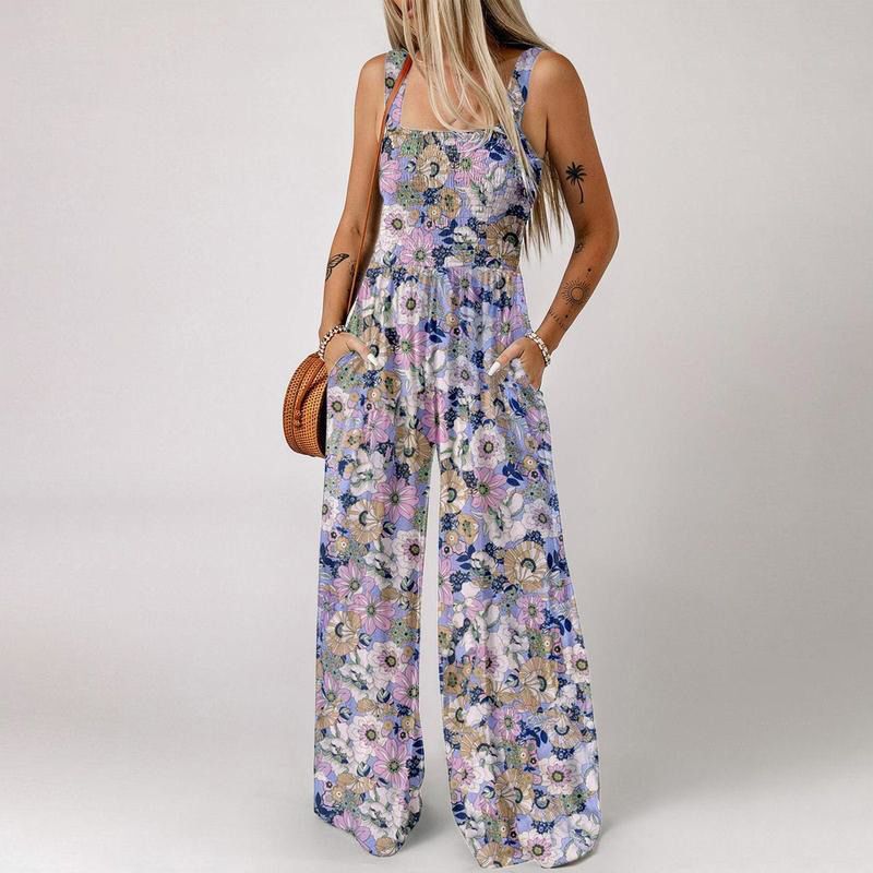 🌼Damers avslappnade ärmlösa jumpsuit med tryck🏖️