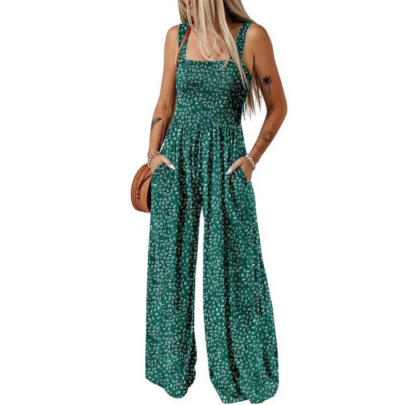 🌼Damers avslappnade ärmlösa jumpsuit med tryck🏖️