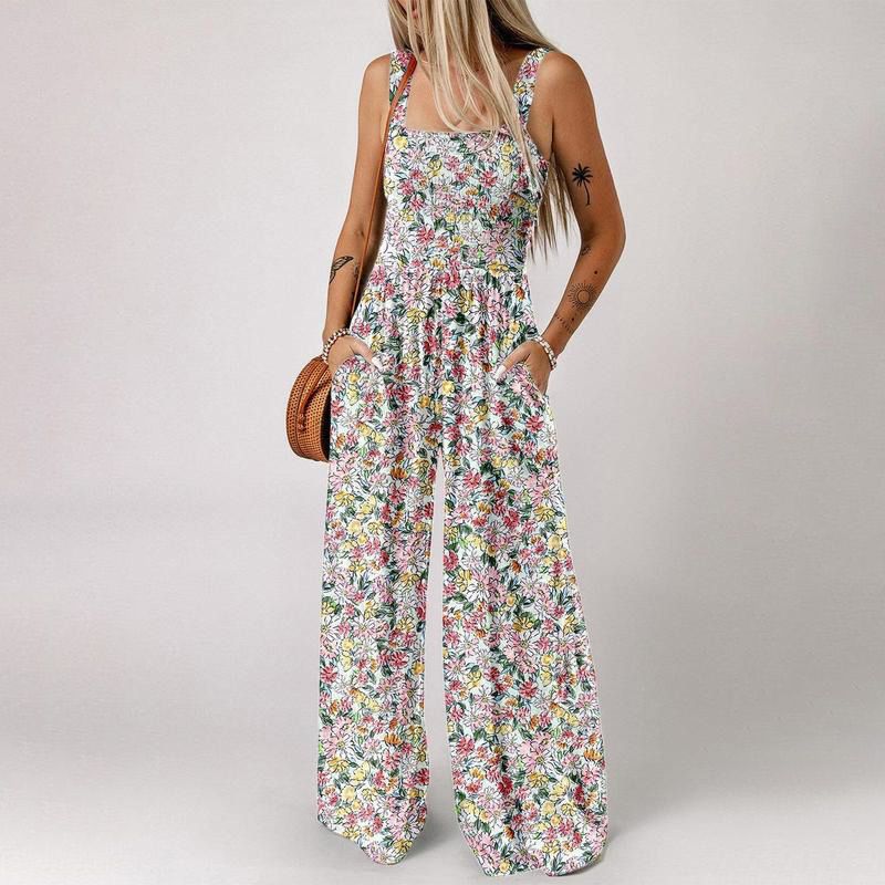 🌼Damers avslappnade ärmlösa jumpsuit med tryck🏖️