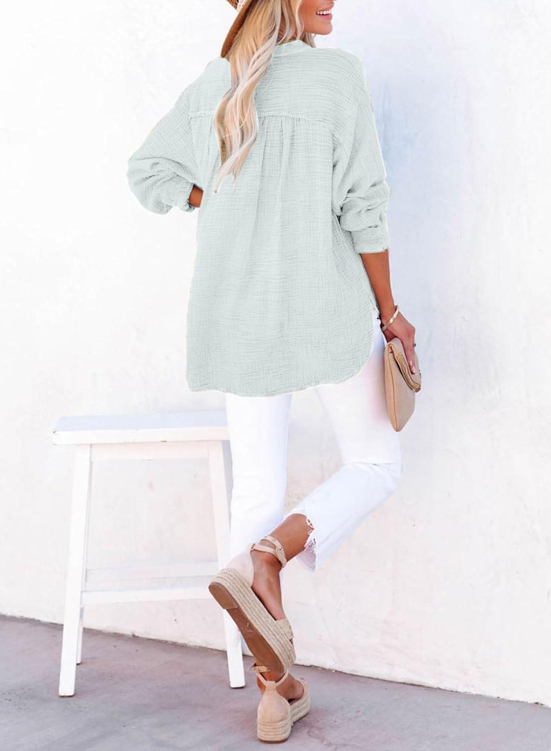 👚Långärmade, överdimensionerade blusar för kvinnor