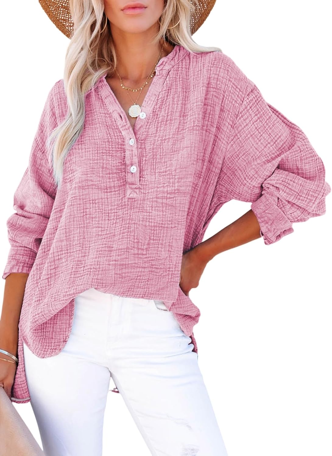 👚Långärmade, överdimensionerade blusar för kvinnor