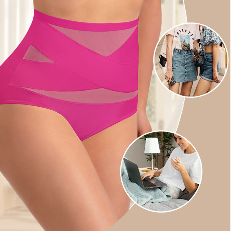 🌸Sista dagen – köp 1, få 3 paket✨Plus size-högmidjade trosor med korsande magkontroll