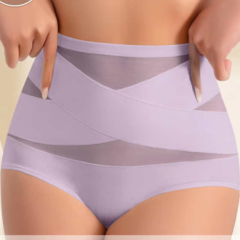 🌸Sista dagen – köp 1, få 3 paket✨Plus size-högmidjade trosor med korsande magkontroll