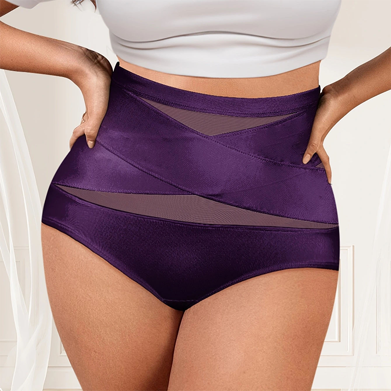 🌸Sista dagen – köp 1, få 3 paket✨Plus size-högmidjade trosor med korsande magkontroll
