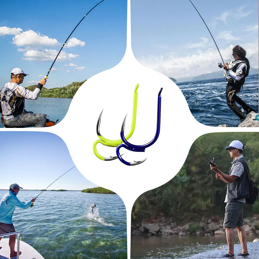🔥köp 1 få 1 gratis🎣 Klassiska vassa dubbla fiskekrokar