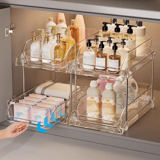 Multifunctionele uittrekbare organizer voor onder de gootsteen in de badkamer