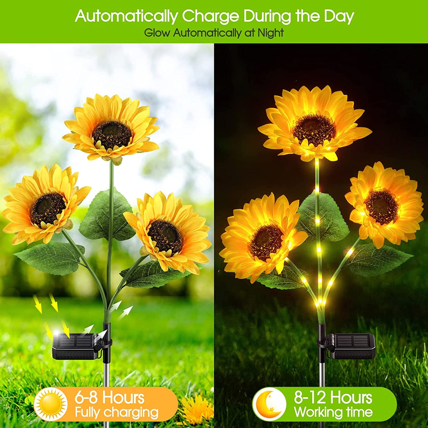🌻 50% RABATT NU! 🌞 Solros Solenergidriven Trädgårdslykta – LED-belysning & Realistisk Design ✨