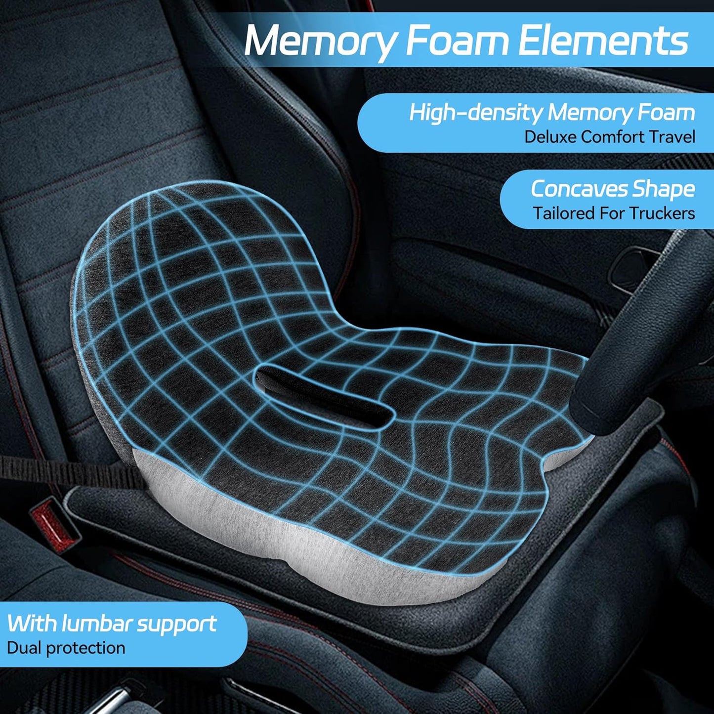 ERGONOMISK BILSTOL – KÖR I KOMFORT HELA DAGEN! ✨ Halkfri minnesskumsits – Formar sig efter din kropp