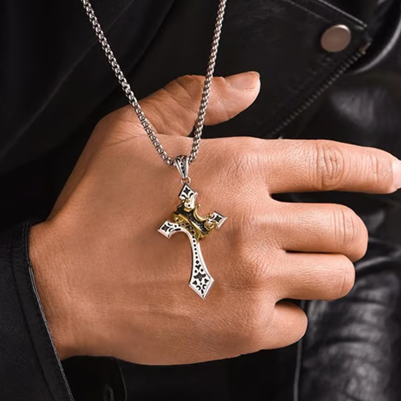 ✝️Vintage Halsband med Krona och Kors