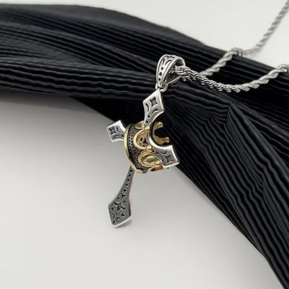 ✝️Vintage Halsband med Krona och Kors