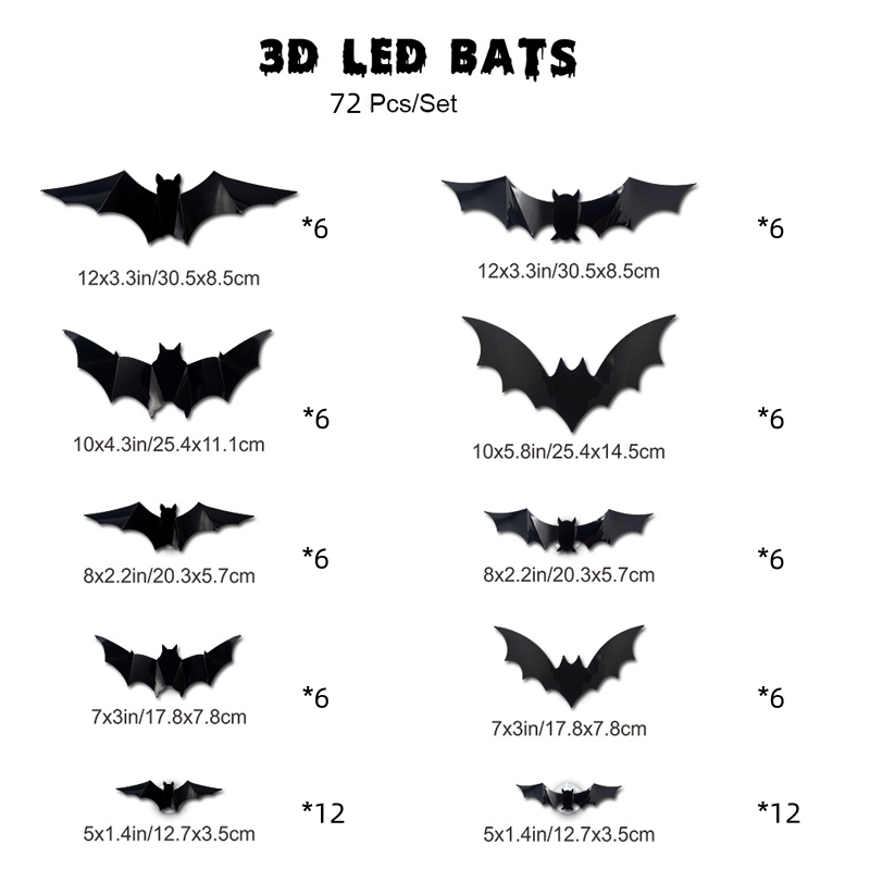 🦇Halloween-dekoration: 3D-LED-vägglampa i form av en fladdermus