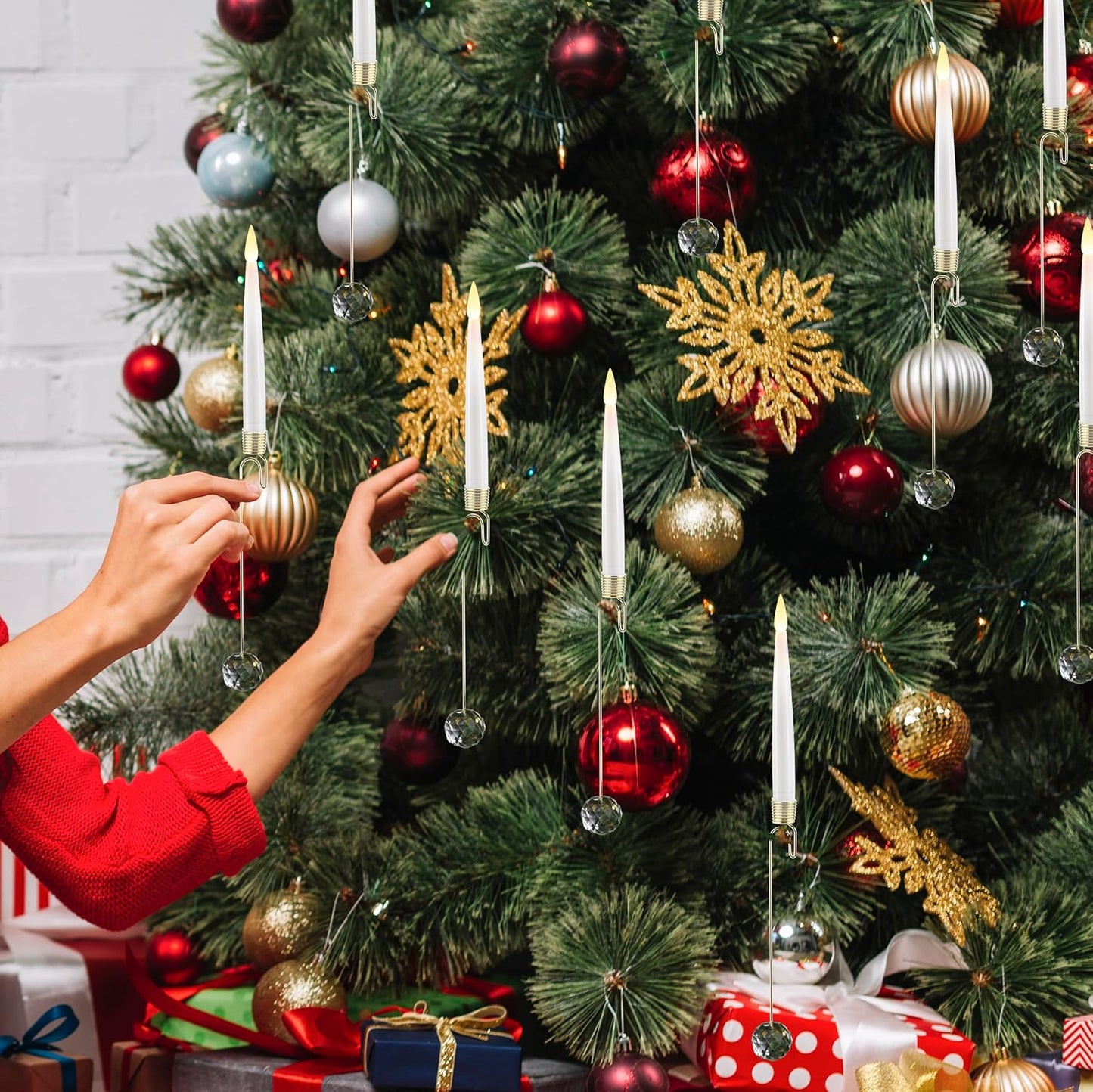 🎁Tidig julkampanj – 50 % rabatt🎄LED-ljus för julgranen med genomskinliga kristallkulor som krokar