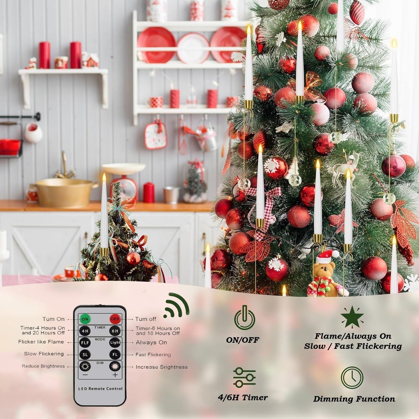 🎁Tidig julkampanj – 50 % rabatt🎄LED-ljus för julgranen med genomskinliga kristallkulor som krokar