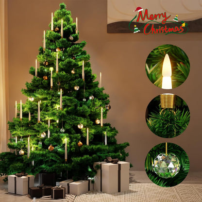 🎁Tidig julkampanj – 50 % rabatt🎄LED-ljus för julgranen med genomskinliga kristallkulor som krokar