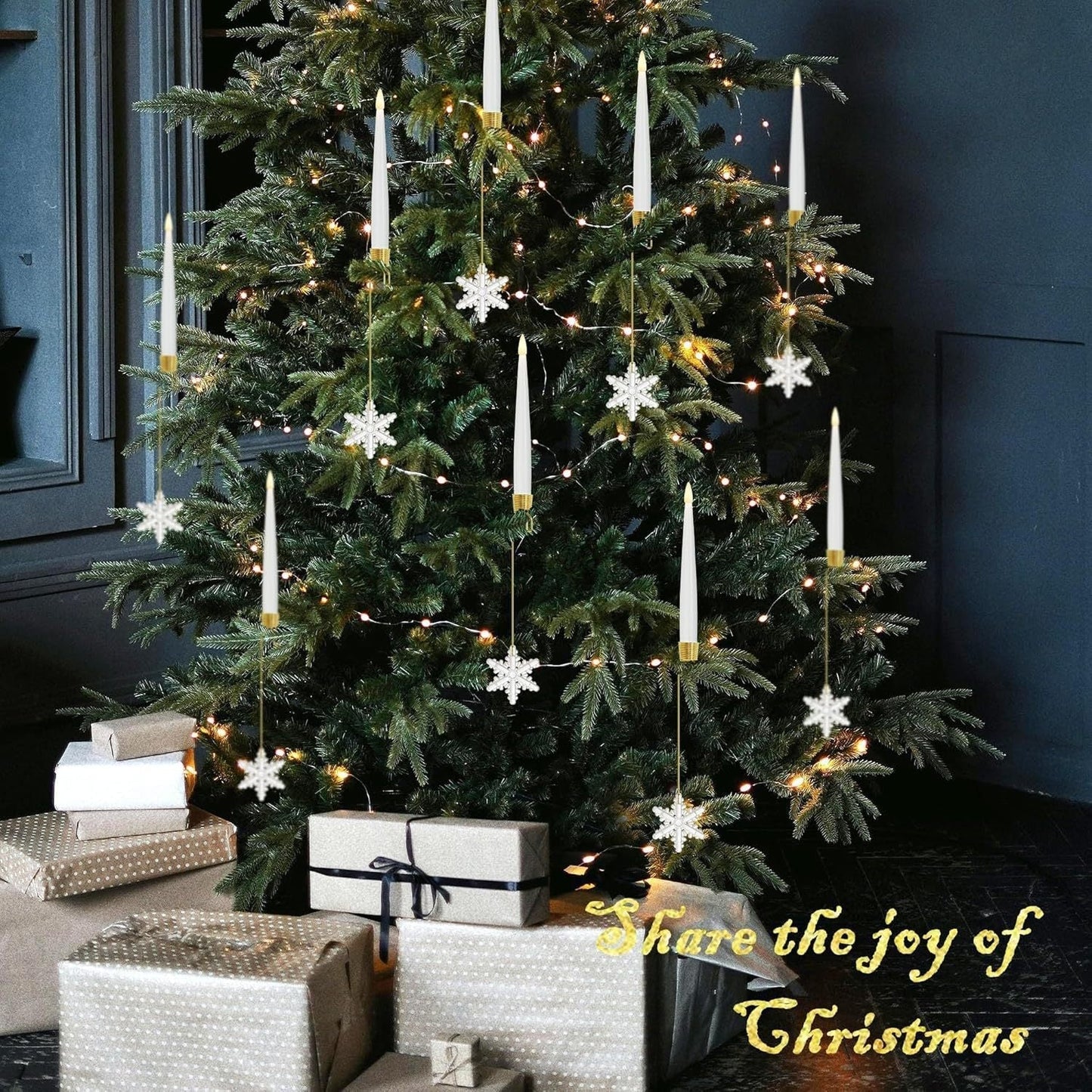 🎁Tidig julkampanj – 50 % rabatt🎄LED-ljus för julgranen med genomskinliga kristallkulor som krokar