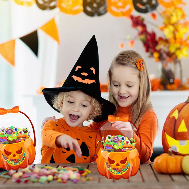 ❄️Summerfresh 50% RABATT!🍬20-pack Halloween-godispåsar med pumpamotiv – Återförslutningsbara genomskinliga kalaspåsar med handtag