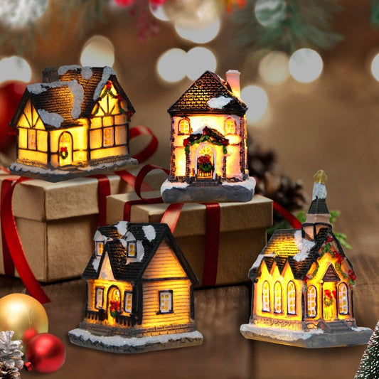 Miniatyr LED-belyst julbyhus