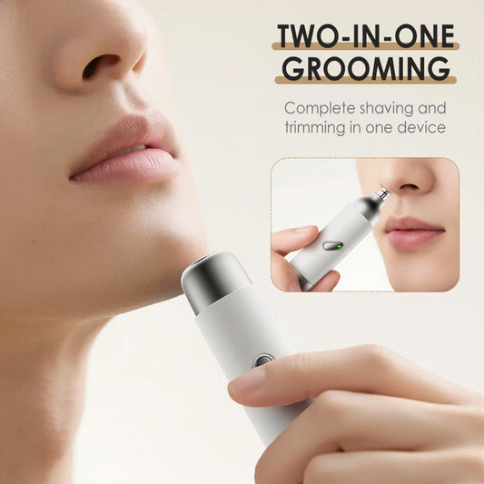 2-in-1 Mini Beard & Nose Hair Trimmer with LED