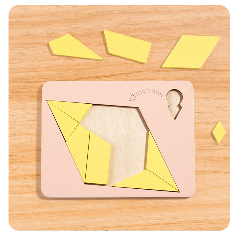 Tangram-bräda i trä Pusselspel