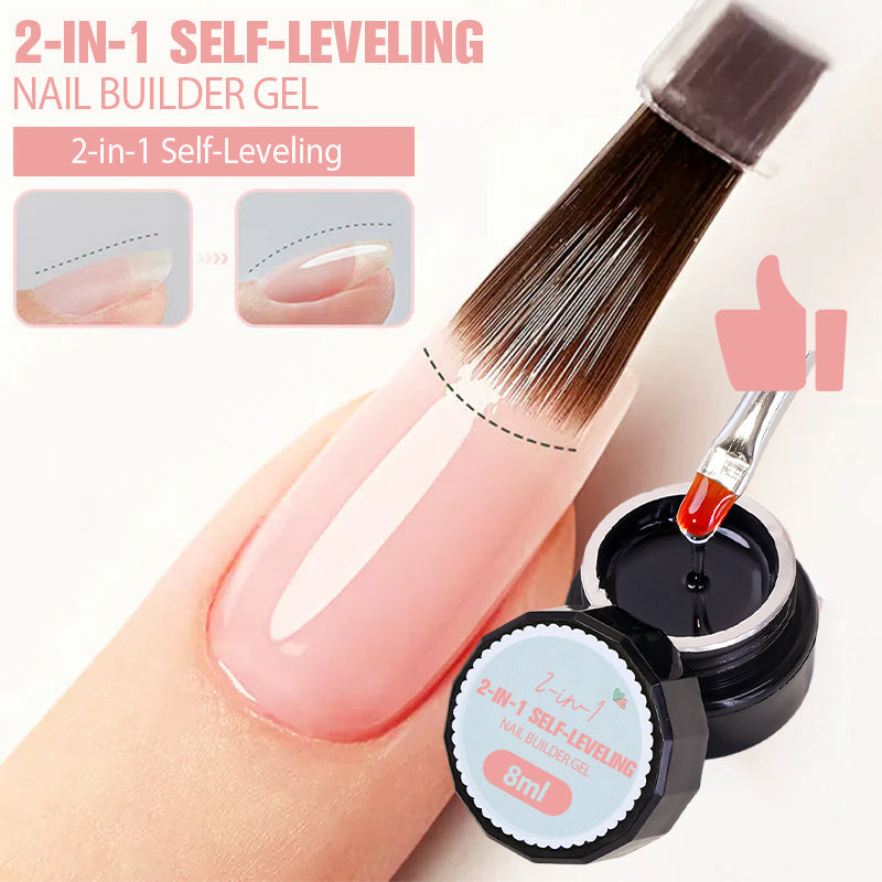 💅 KÖP 1 FÅ 2! ✨ 2-i-1 Självnivellerande Nagelbyggargel - Botten- & Toppskikt med 15s Snabbhärdning för Salongkvalité Hemma 🌟🌀