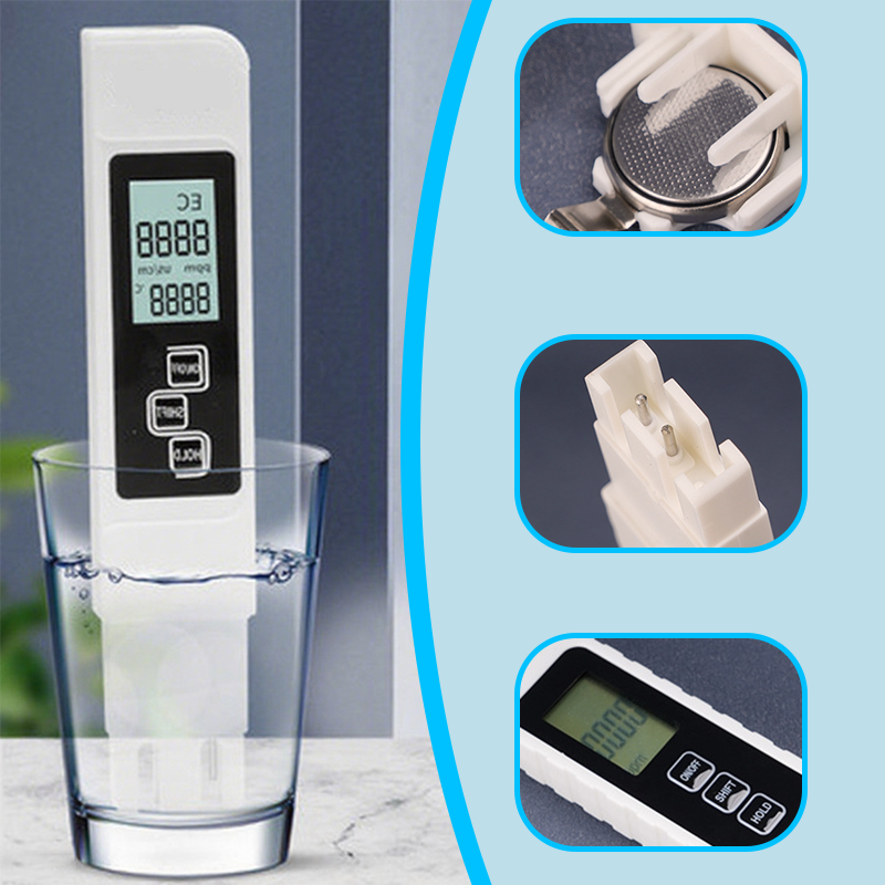 💧3-i-1 TDS Vattenkvalitetstestare🌊Mäter pH, Klor och Hårdhet med LCD-display för Pool och Akvarium📱