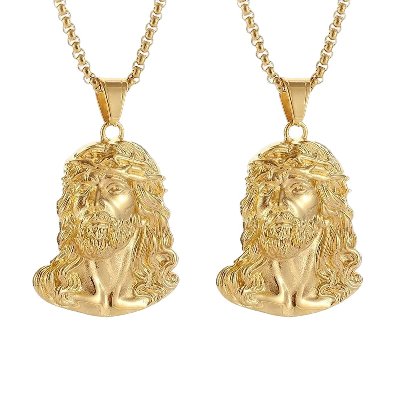 ✝️ Bästa Presenten ✨ Halsband med Jesus Huvud Medalj