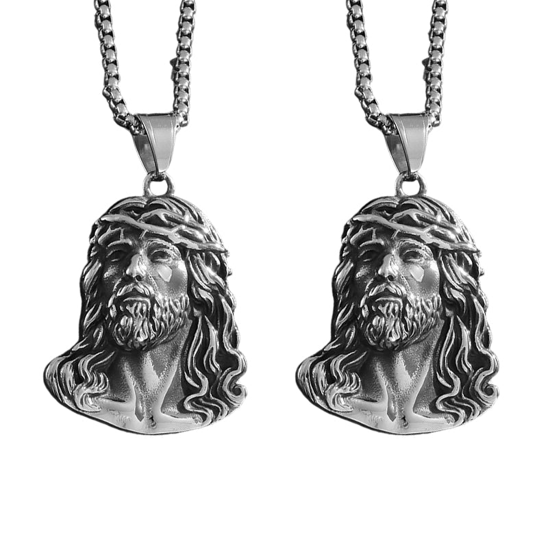 ✝️ Bästa Presenten ✨ Halsband med Jesus Huvud Medalj