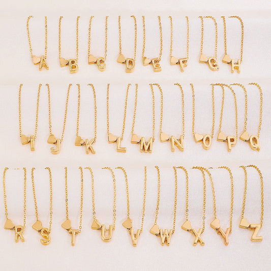 🔥 Julrea 50 % RABATT!! 🔥 Små initialhalsband – Guldhjärta med bokstav A–Z 💖