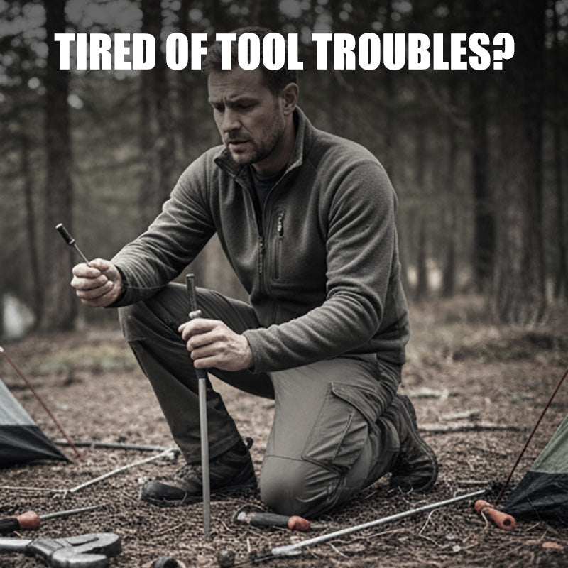 12-i-1 hopfällbar multiverktygstång i rostfritt stål