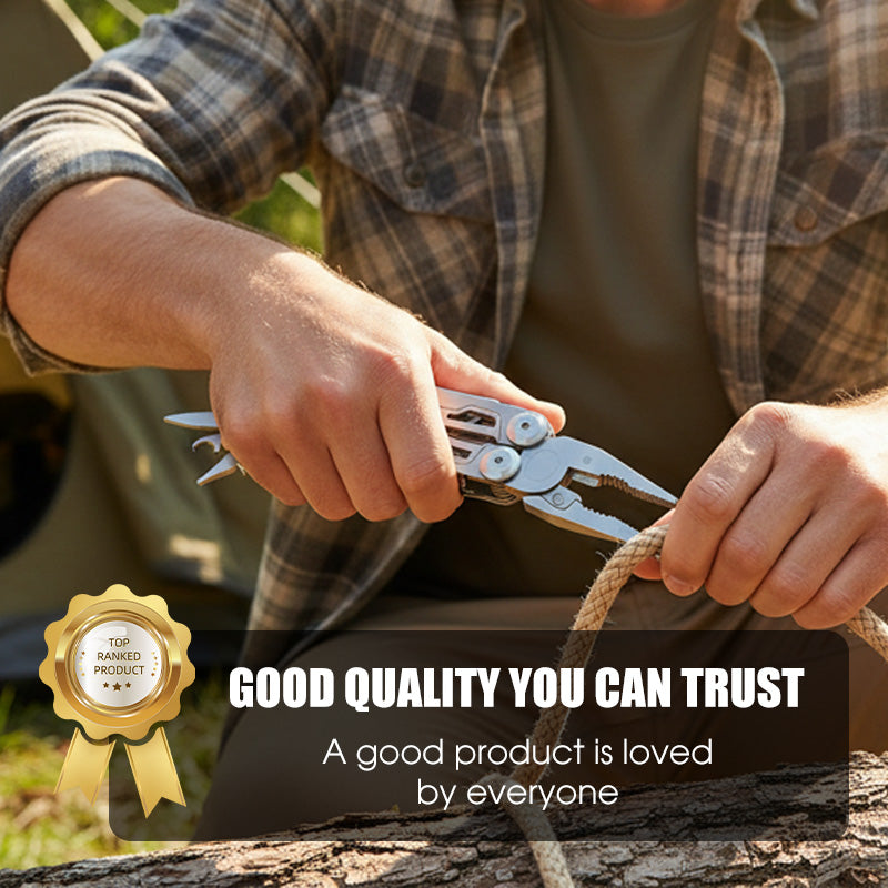 12-i-1 hopfällbar multiverktygstång i rostfritt stål