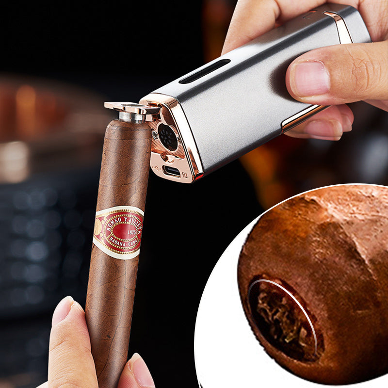 Laddningsbar och påfyllningsbar cigarrtändare med LED-display